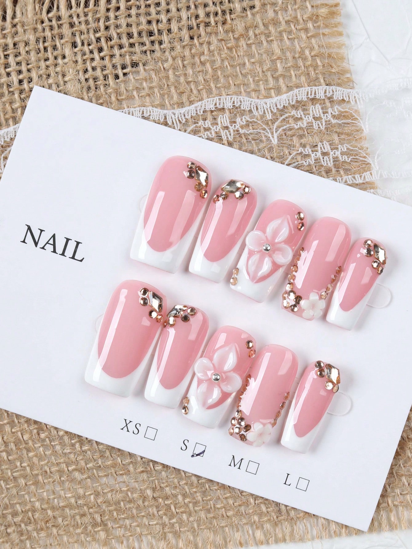 10 pezzi di unghie finte rosa  - Pressed Flower Art recensione e prezzo