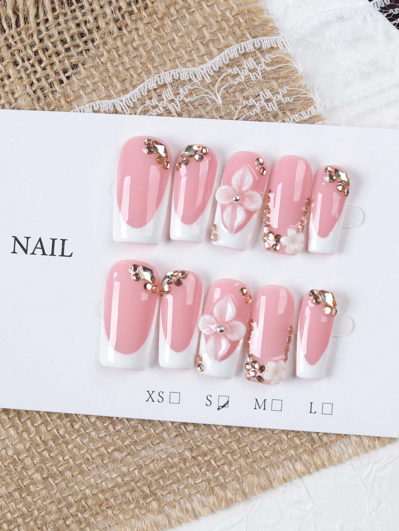10 pezzi di unghie finte rosa  - Pressed Flower Art recensione e prezzo